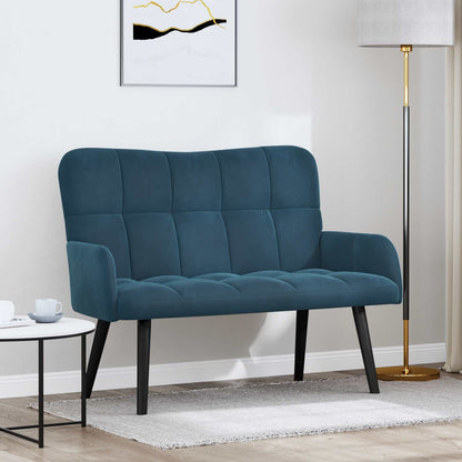 Sofa a Due Posti Blu 115 x 61 x 87 cm Velluto | homemem39