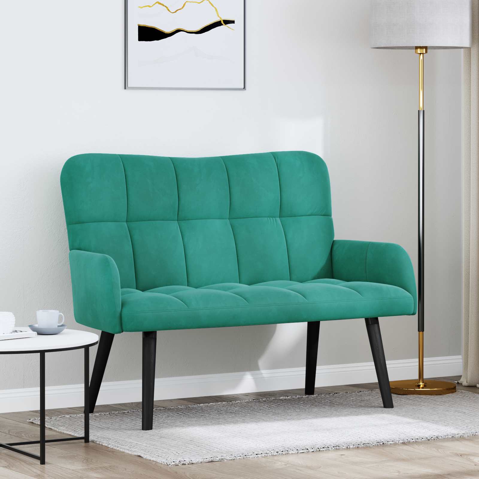 Sofa a Due Posti Turchese 115 x 61 x 87 cm Velluto | homemem39