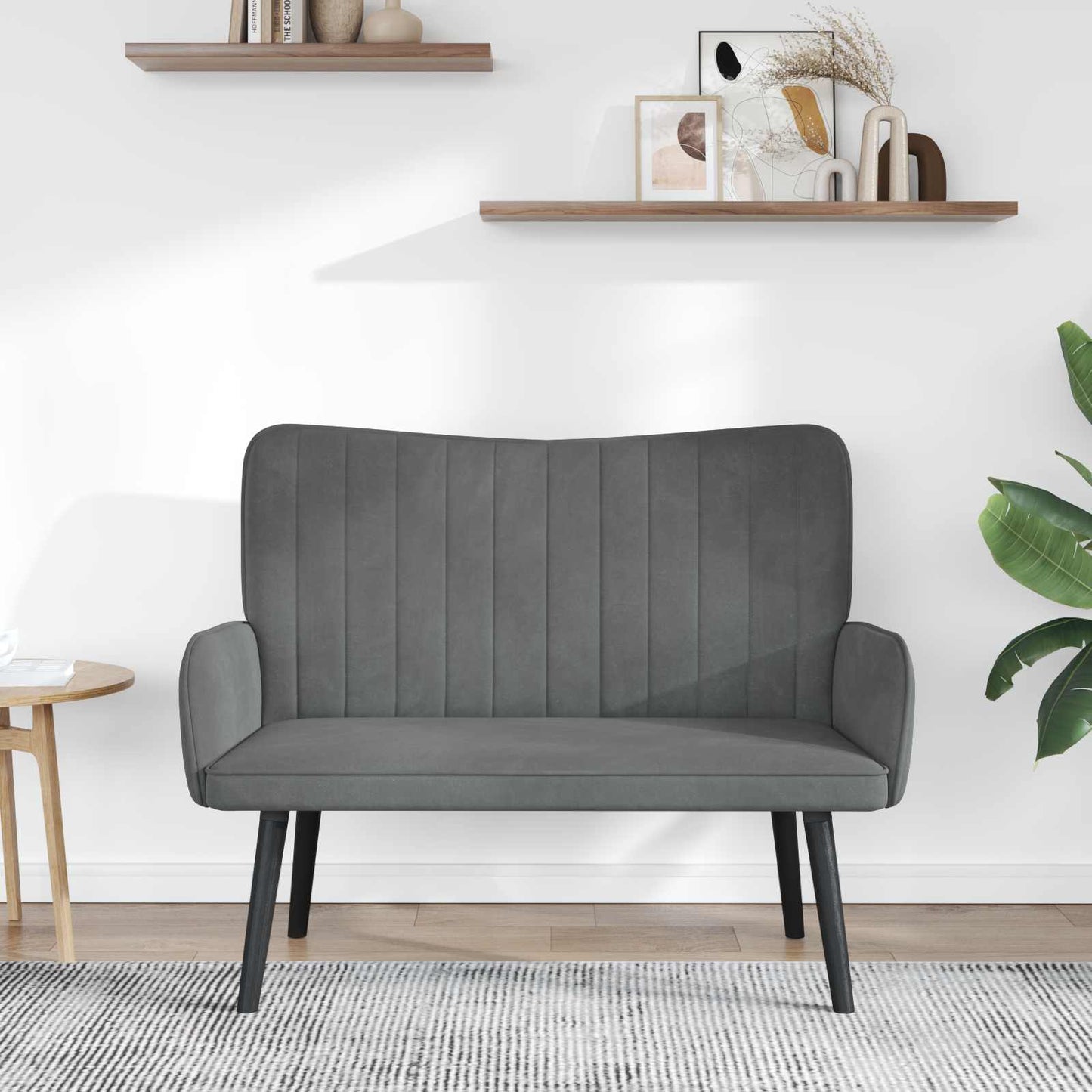Divano a 2 Posti Grigio Scuro 115 x 61 x 87 cm Velluto (V)