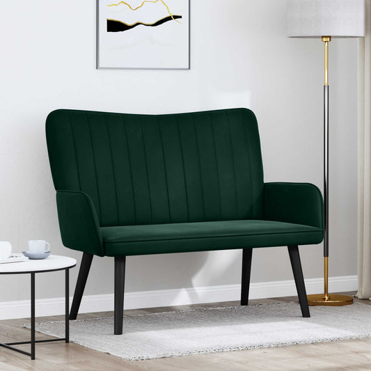Sofa a Due Posti Verde Scuro 115 x 61 x 87 cm Velluto | homemem39