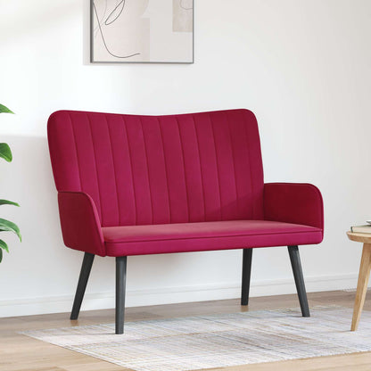 Sofa a Due Posti Rosso vino 115 x 61 x 87 cm Velluto | homemem39