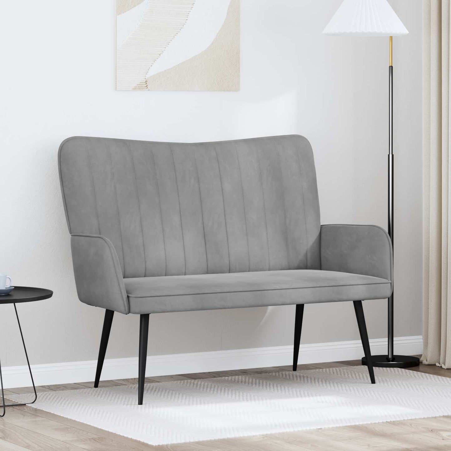 Divano a 2 Posti Grigio Chiaro 115 x 61 x 87 cm Velluto (V)
