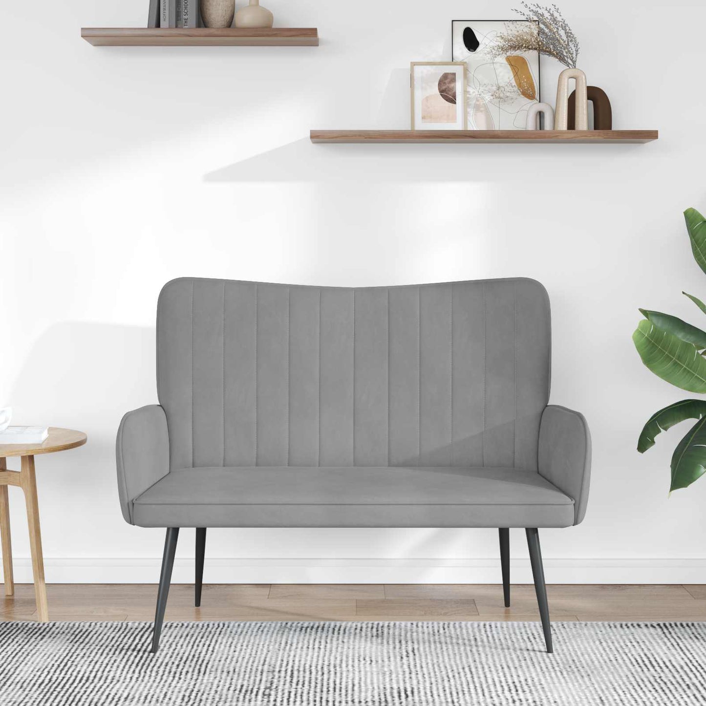 Divano a 2 Posti Grigio Chiaro 115 x 61 x 87 cm Velluto (V)