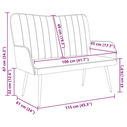 Sofa a Due Posti Grigio chiaro 115 x 61 x 87 cm Velluto | homemem39