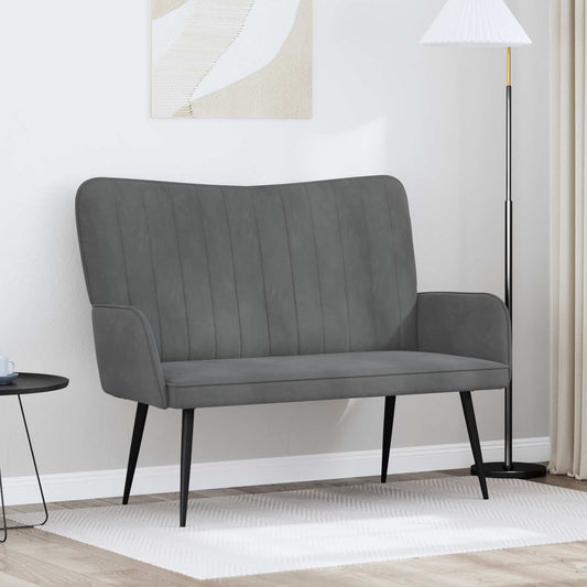 Sofa a Due Posti Grigio scuro 115 x 61 x 87 cm Velluto | homemem39