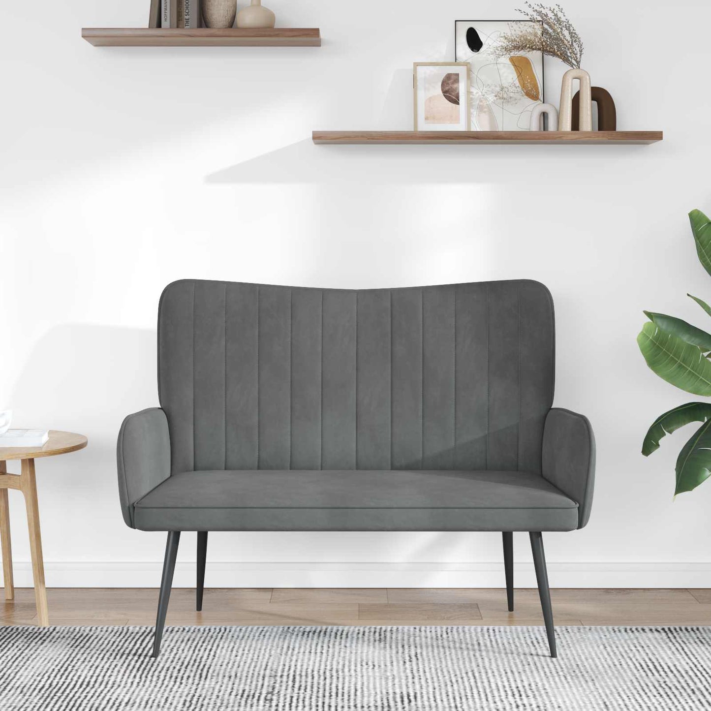 Divano a 2 Posti Grigio Scuro 115 x 61 x 87 cm Velluto (V)