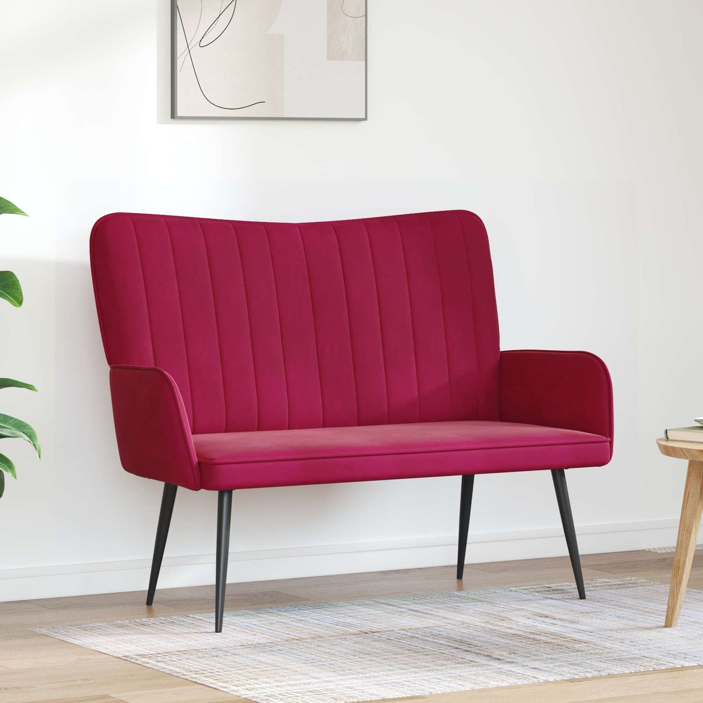 Sofa a Due Posti Rosso vino 115 x 61 x 87 cm Velluto | homemem39