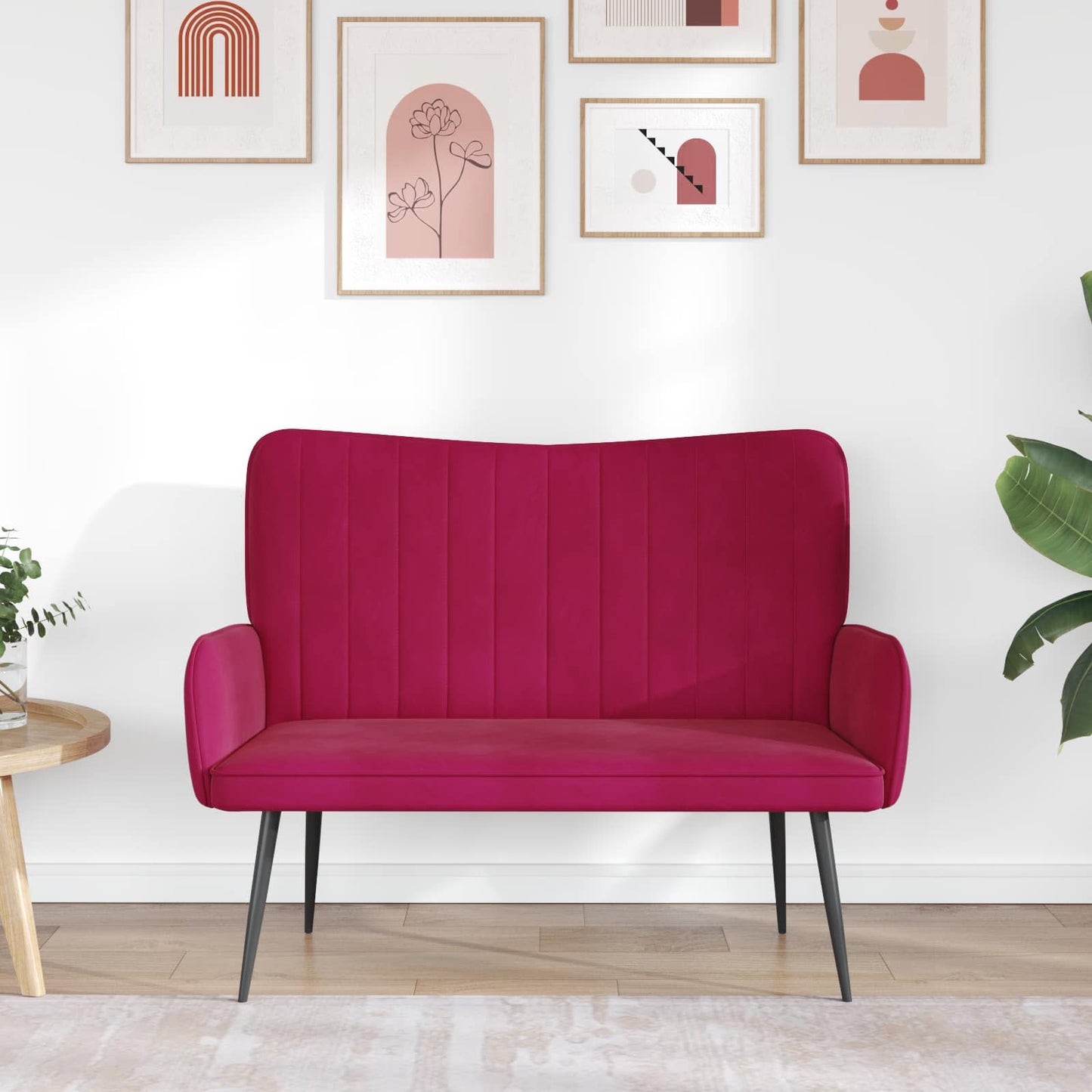 Sofa a Due Posti Rosso vino 115 x 61 x 87 cm Velluto | homemem39