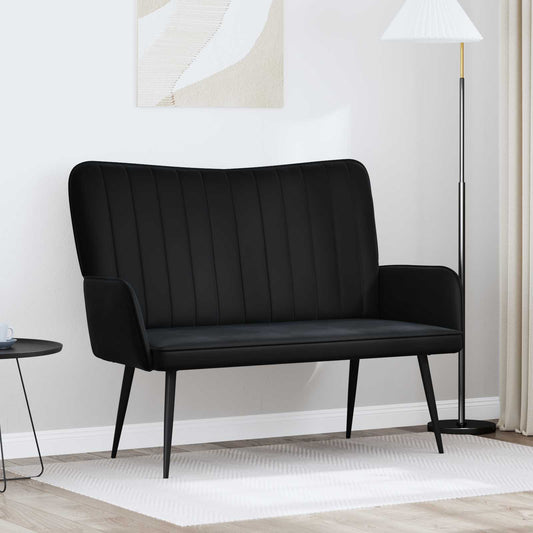 Divano a 2 Posti Nero 115 x 61 x 87 cm Velluto (V)