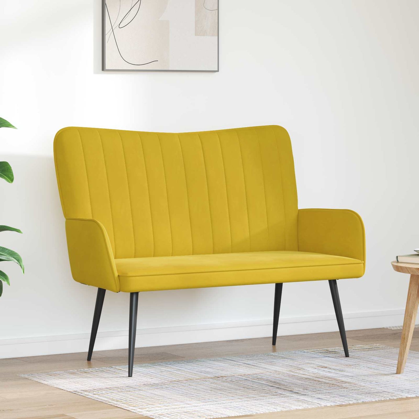 Divano a 2 Posti Giallo 115 x 61 x 87 cm Velluto (V)