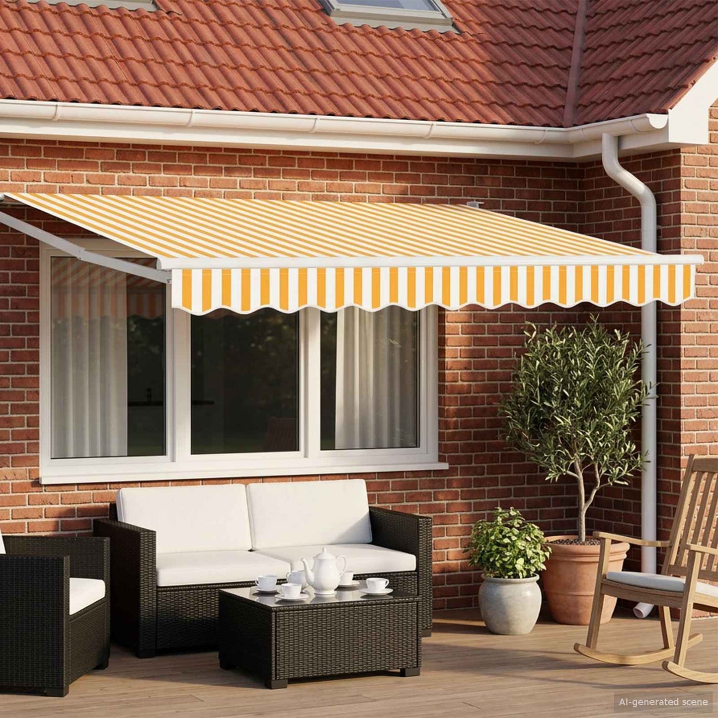 Tenda retrattile Giallo e Bianco 3 x 2 m