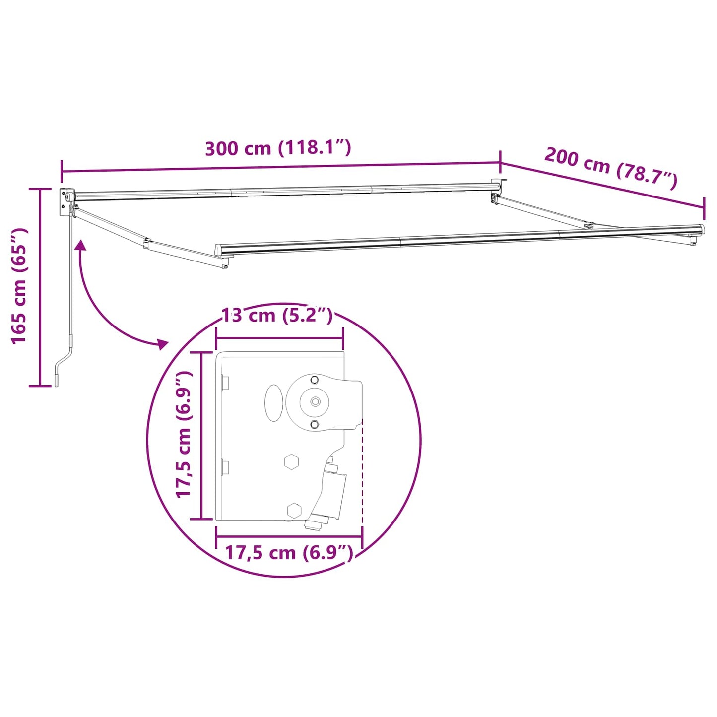 Tenda retrattile Giallo e Bianco 3 x 2 m | homemem39