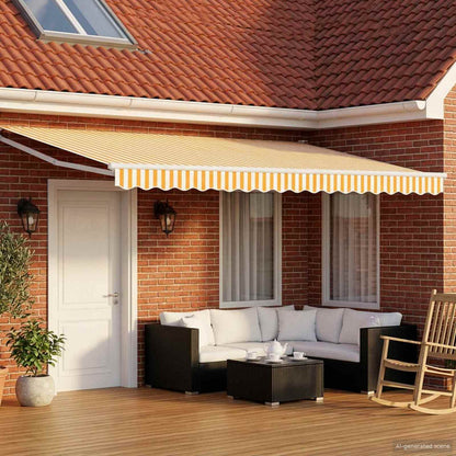 Tenda retrattile Giallo e bianco 4 x 2 m | homemem39