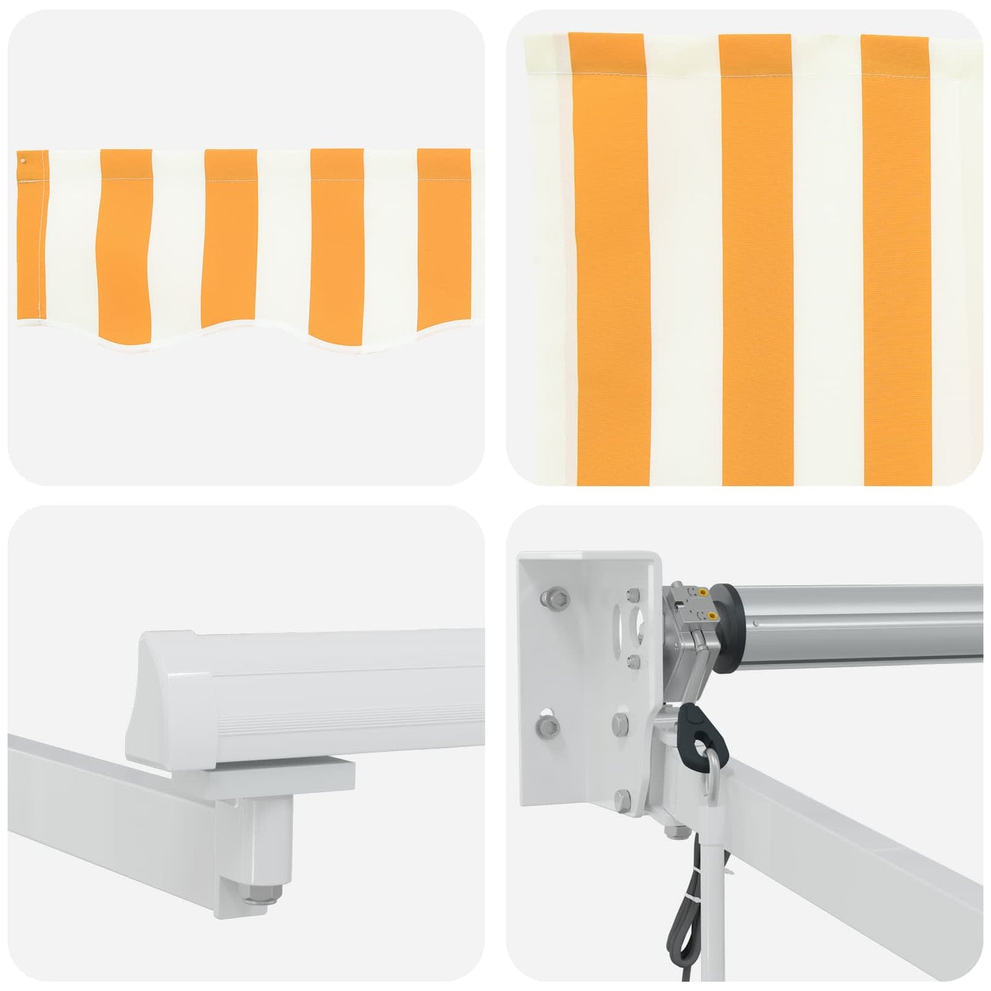 Tenda retrattile Giallo e Bianco 3 x 2 m Poliestere e Metallo | homemem39