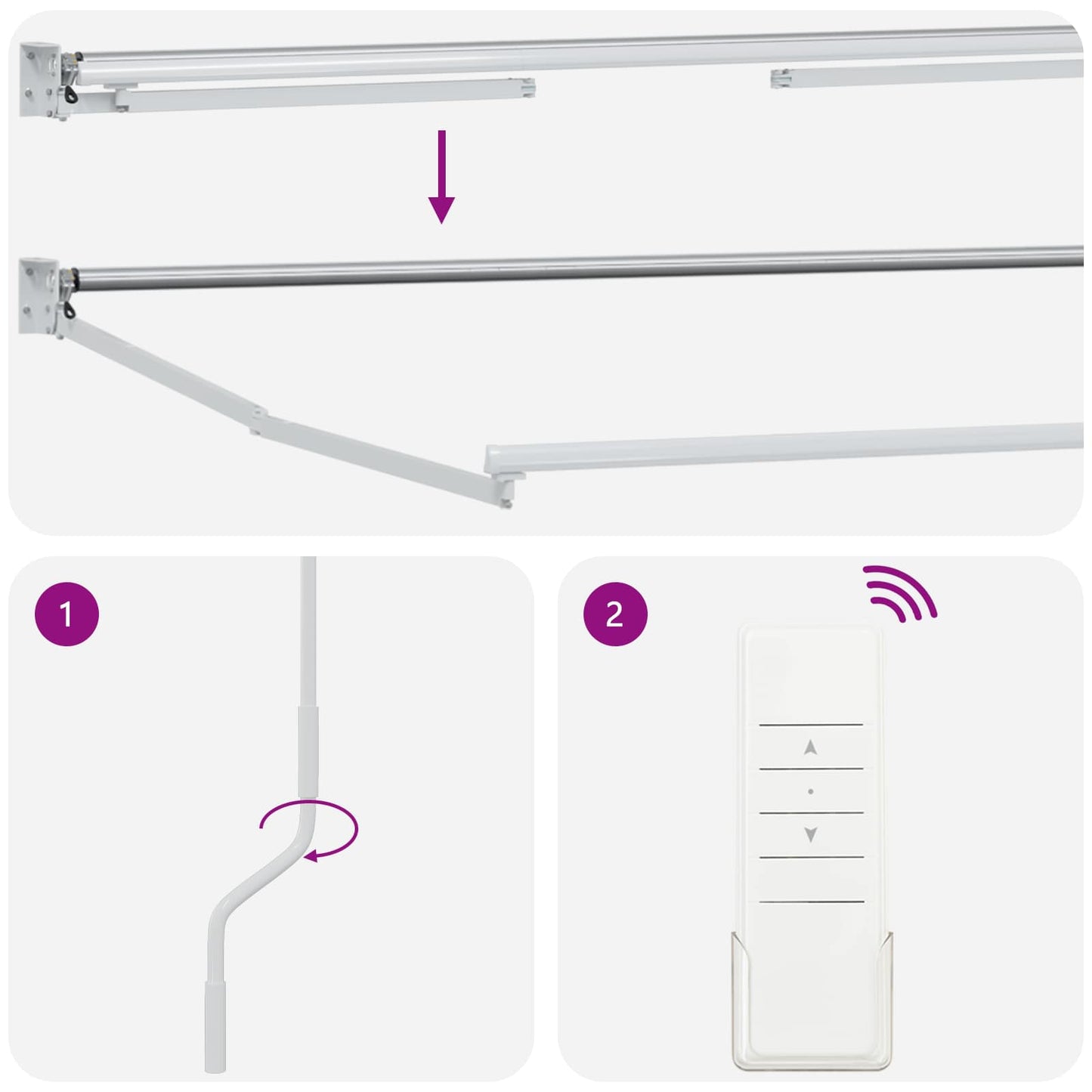 Tenda retrattile Giallo e Bianco 3 x 2 m Poliestere e Metallo | homemem39