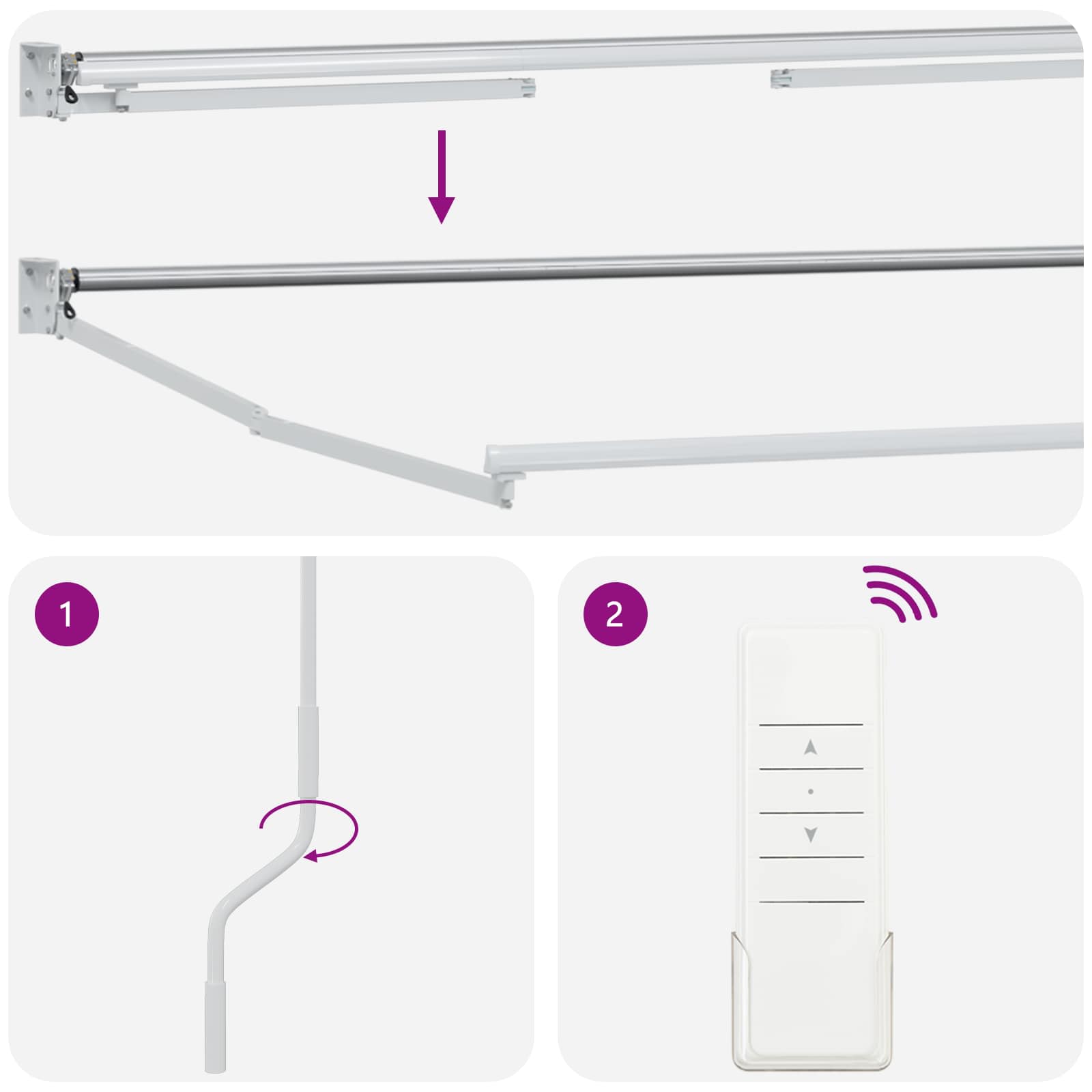 Tenda retrattile Giallo e Bianco 3 x 2 m Poliestere e Metallo | homemem39