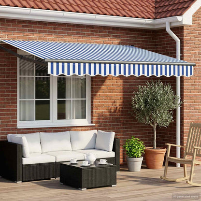 Tettuccio Elettrico Retrattile Blu e Bianco 3,5 x 2 m | homemem39