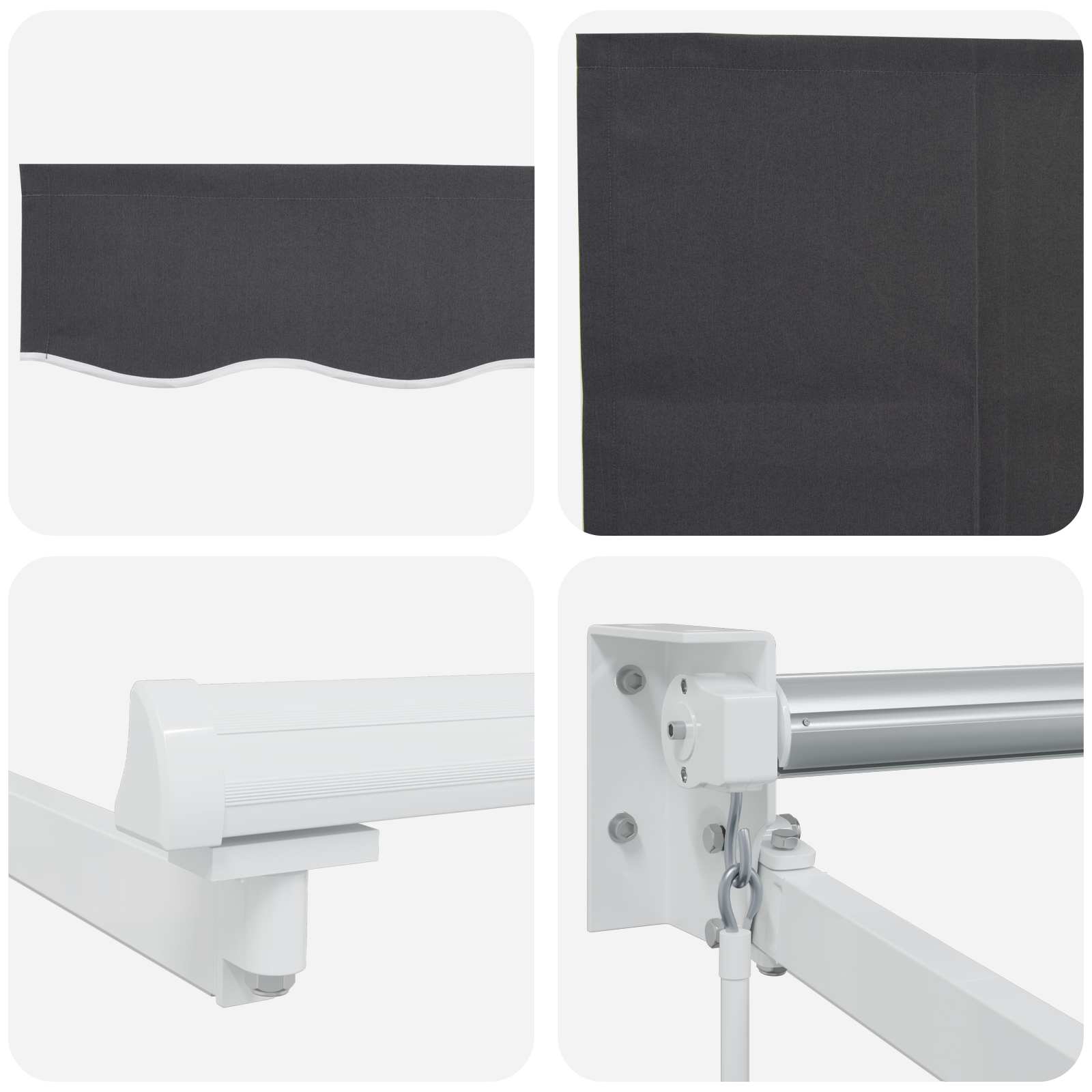Tenda retrattile manuale con LED Antracite e Bianco 3 x 2 m | homemem39