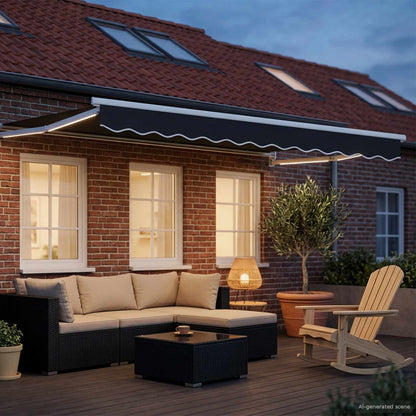 Tenda retrattile manuale con LED Antracite e Bianco 3 x 2 m | homemem39