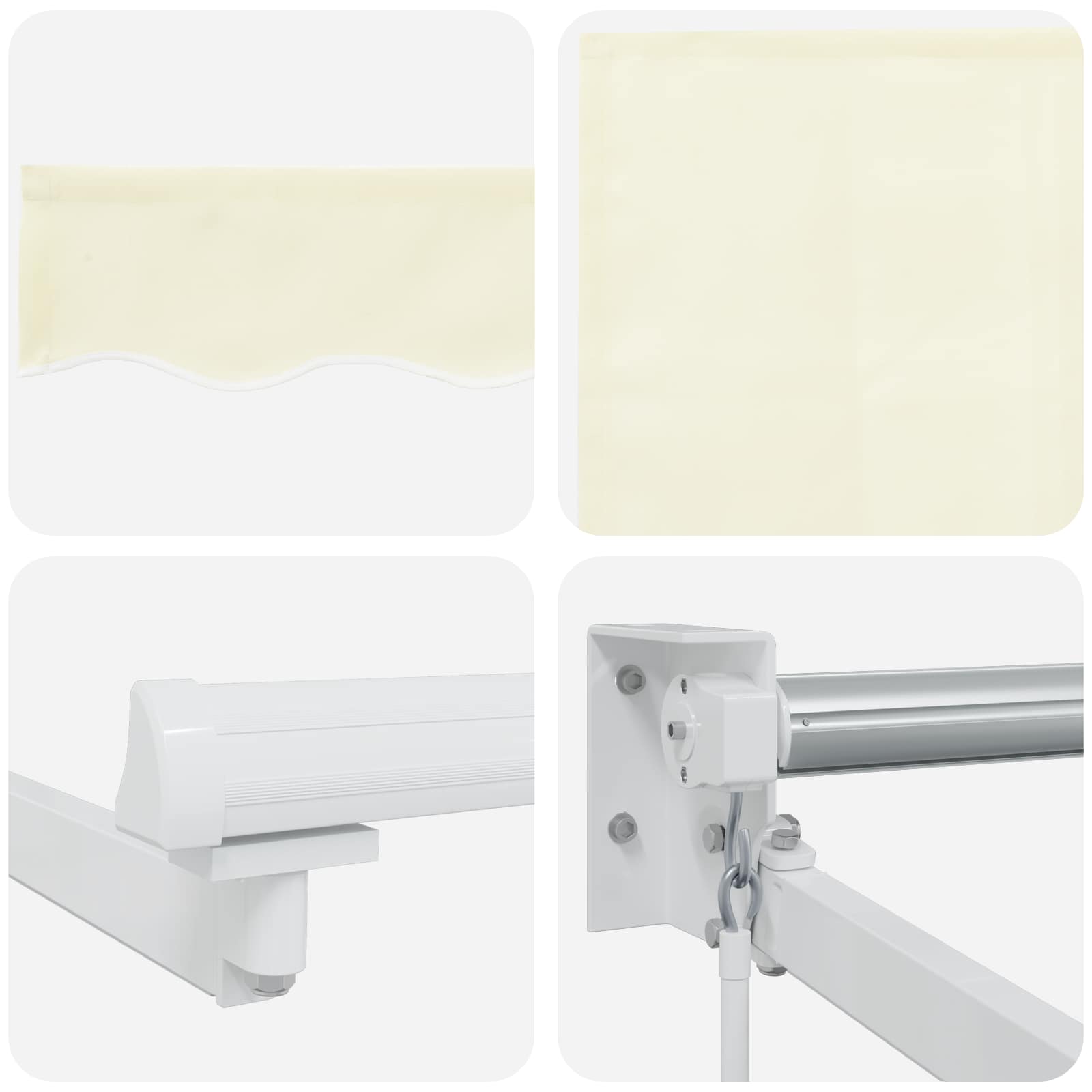 Tenda retrattile manuale con LED Crema e Bianco 4 x 2 m | homemem39