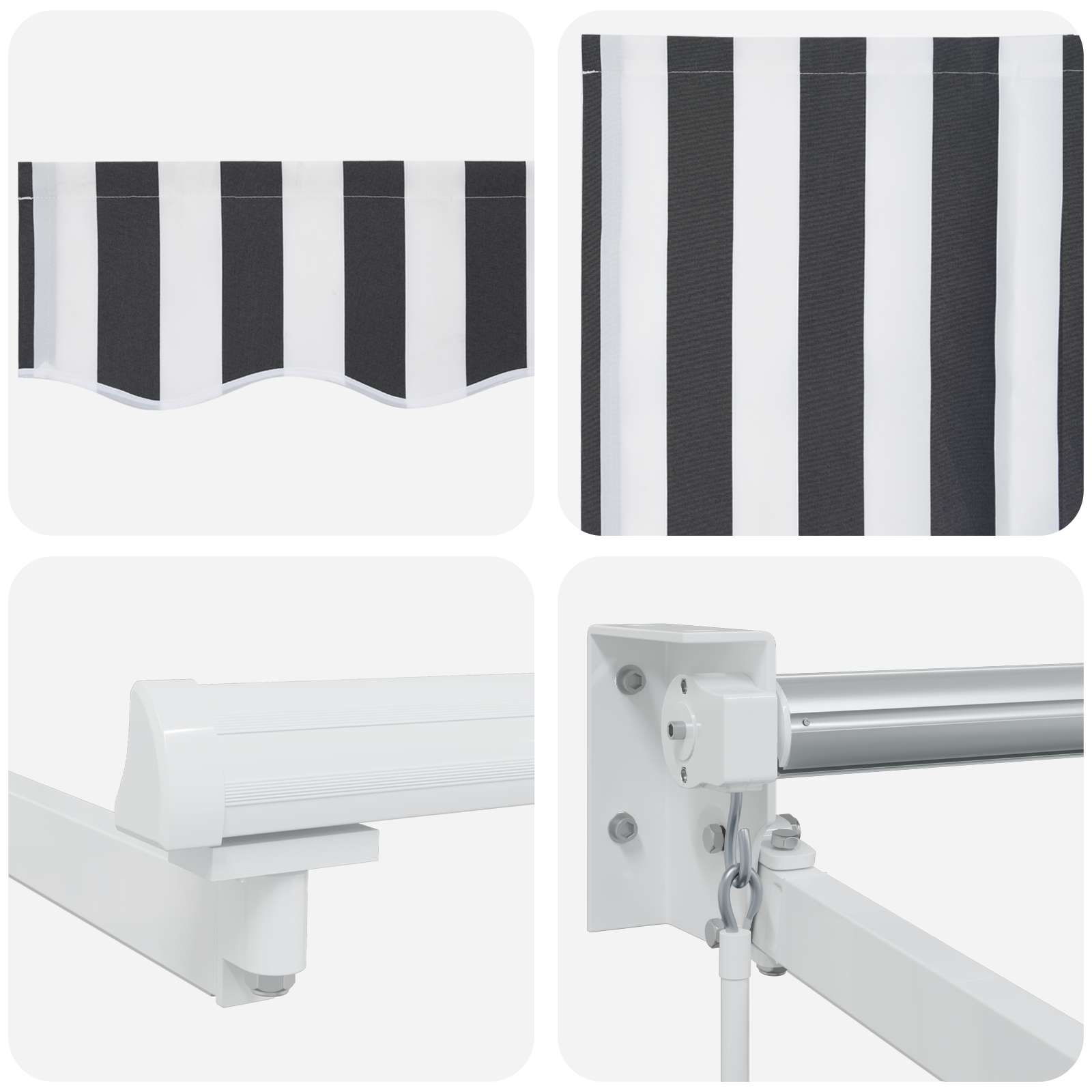 Tenda retrattile manuale con LED Antracite e Bianco 4 x 2 m | homemem39