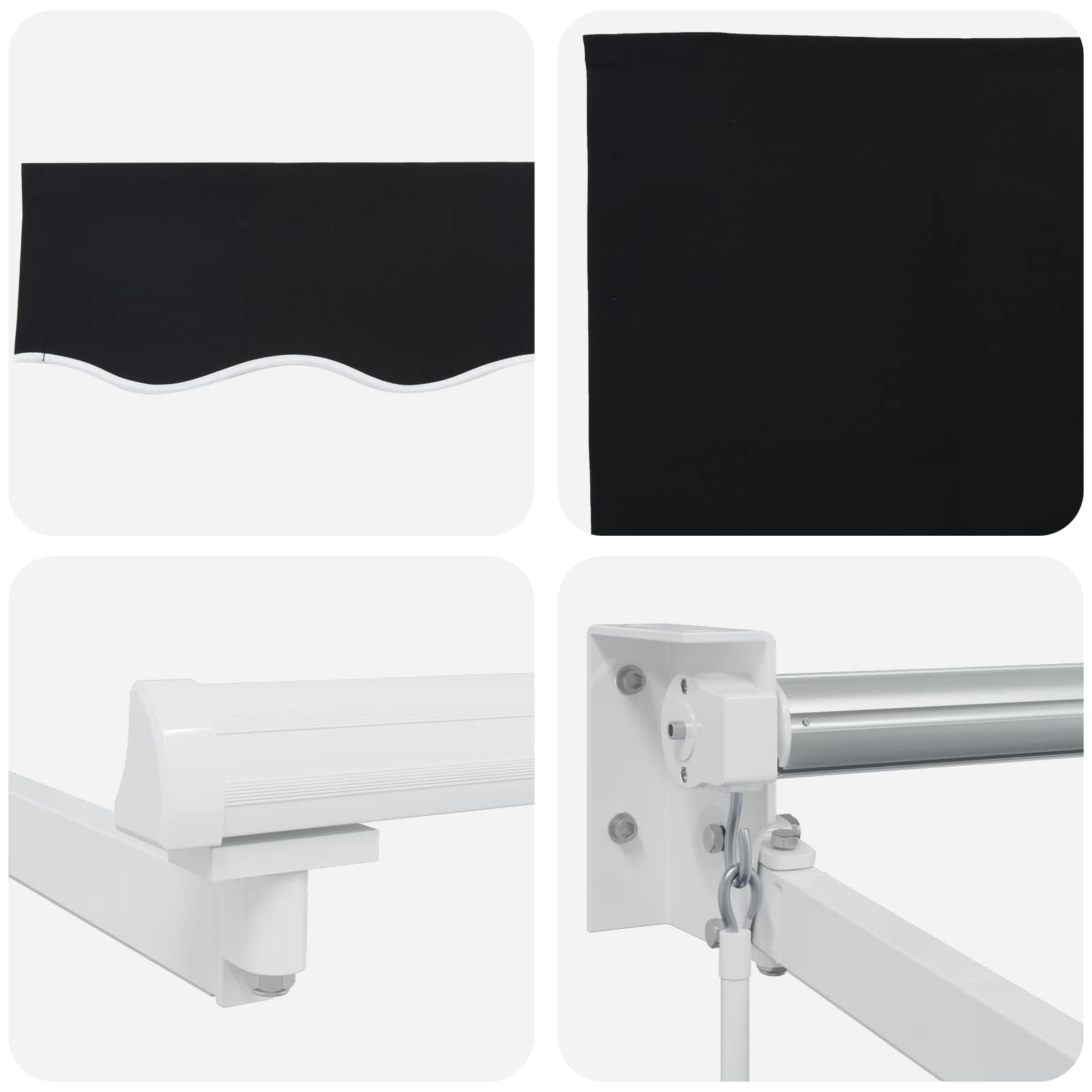 Tenda retrattile manuale con LED Nero e Bianco 3 x 2,5 m | homemem39