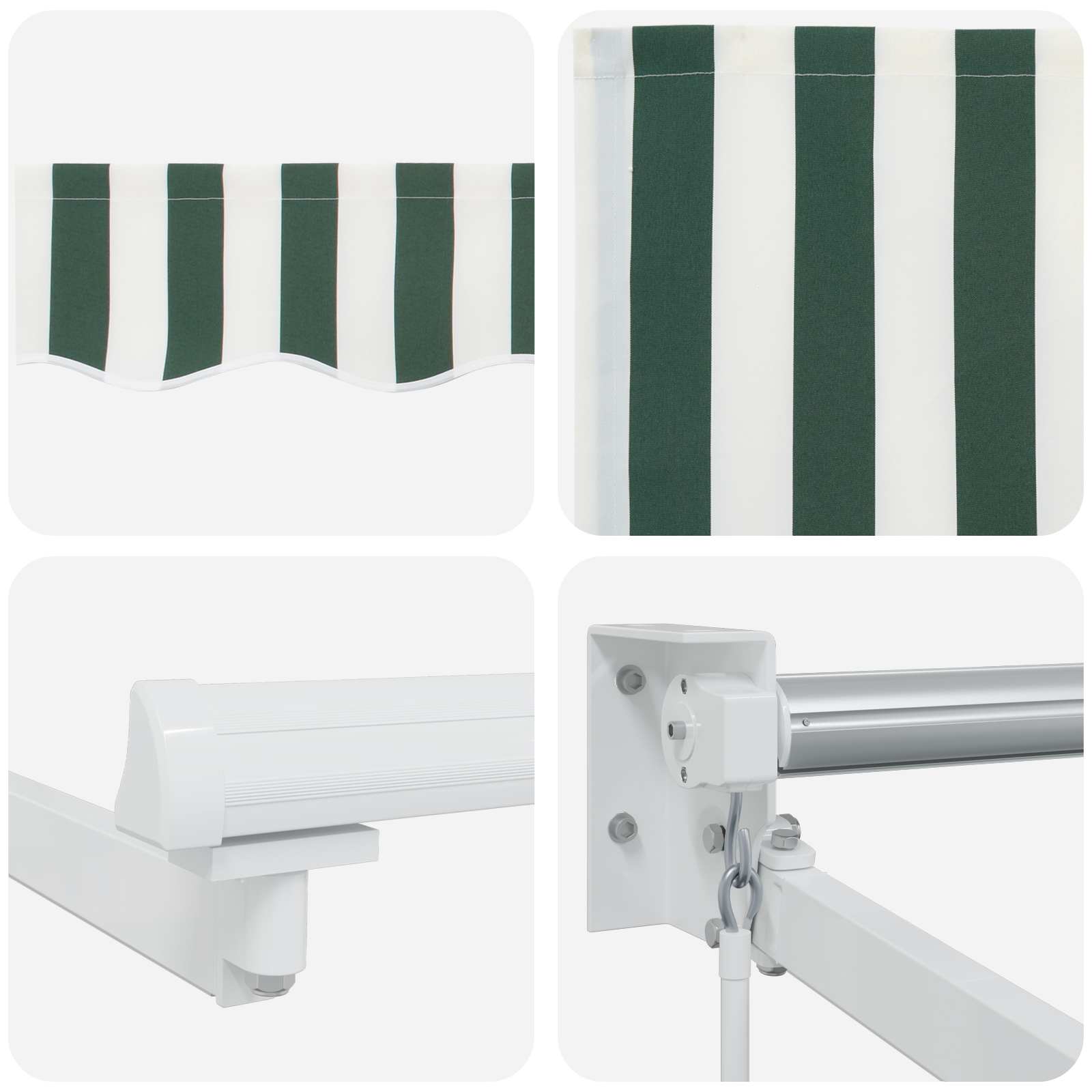 Tenda retrattile manuale con LED Verde e Bianco 3 x 2,5 m | homemem39