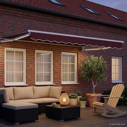 Tenda retrattile manuale con LED Borgogna e Bianco 3,5 x 2,5 m | homemem39