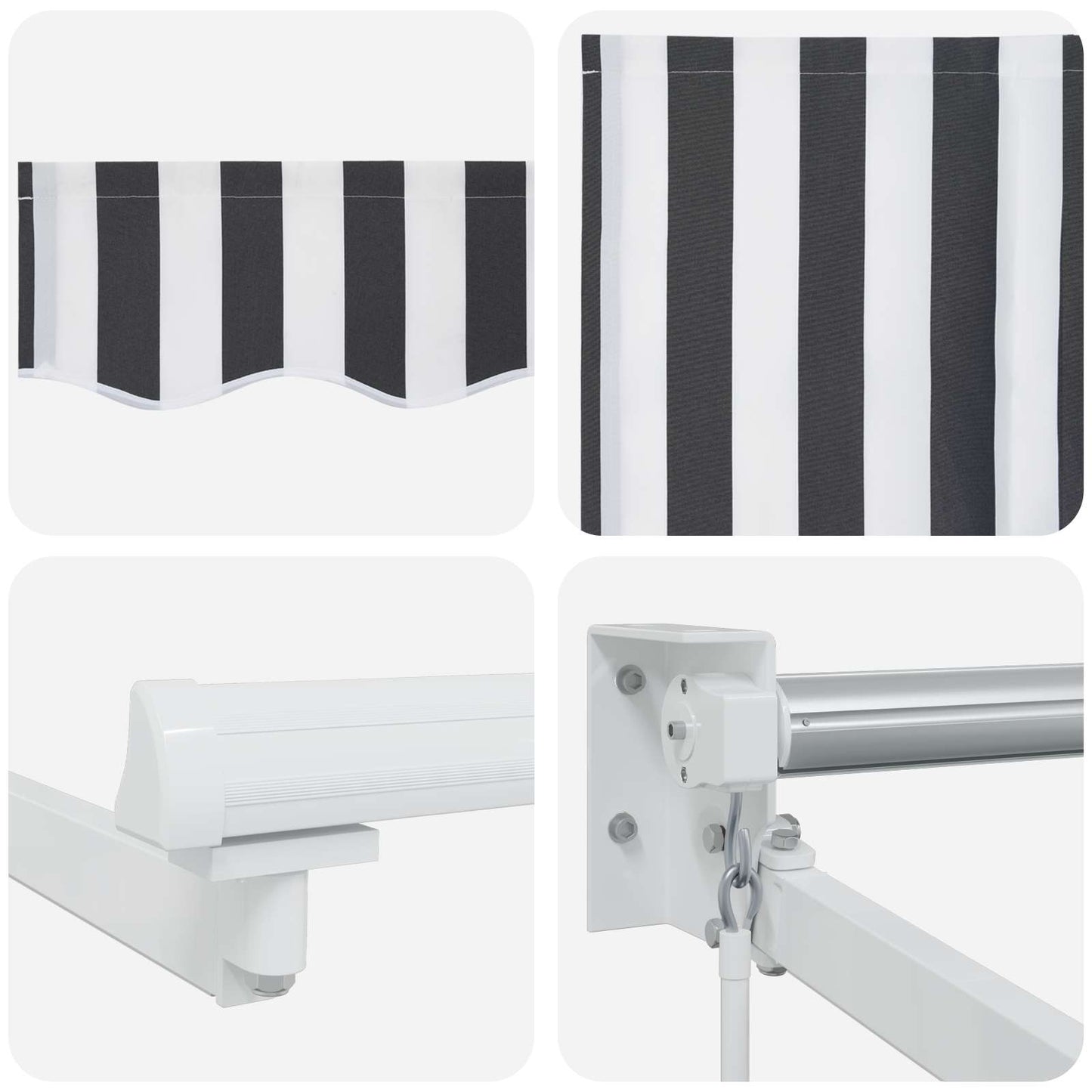 Tenda retrattile manuale con LED Antracite e Bianco 3,5 x 2,5 m | homemem39