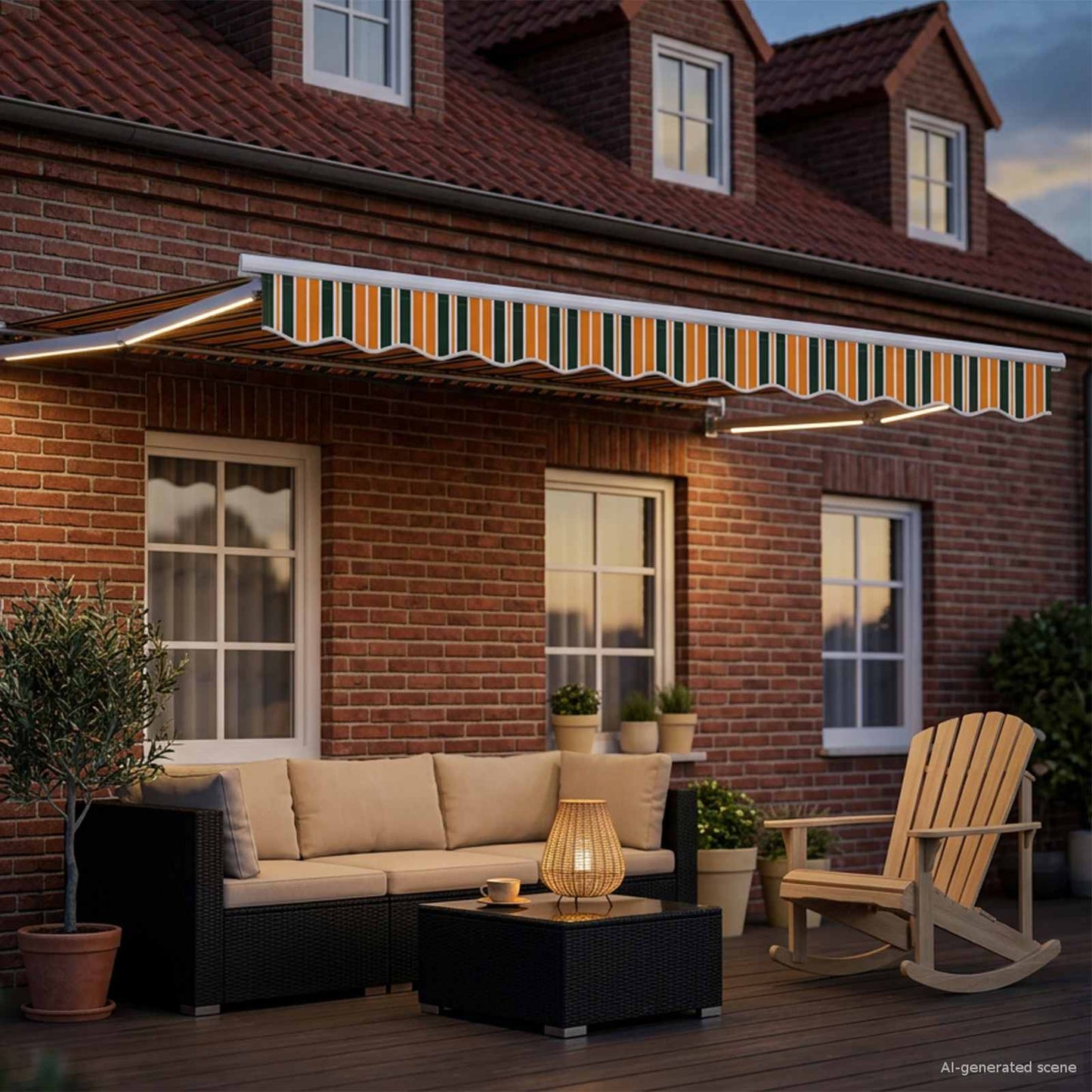 Tenda retrattile manuale con LED 3,5 x 2,5 m | homemem39