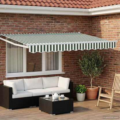 Tenda retrattile manuale con LED Verde e Bianco 3,5 x 2,5 m | homemem39