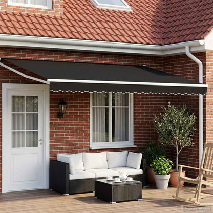 Tenda retrattile manuale con LED Nero e Bianco 4 × 3 m | homemem39