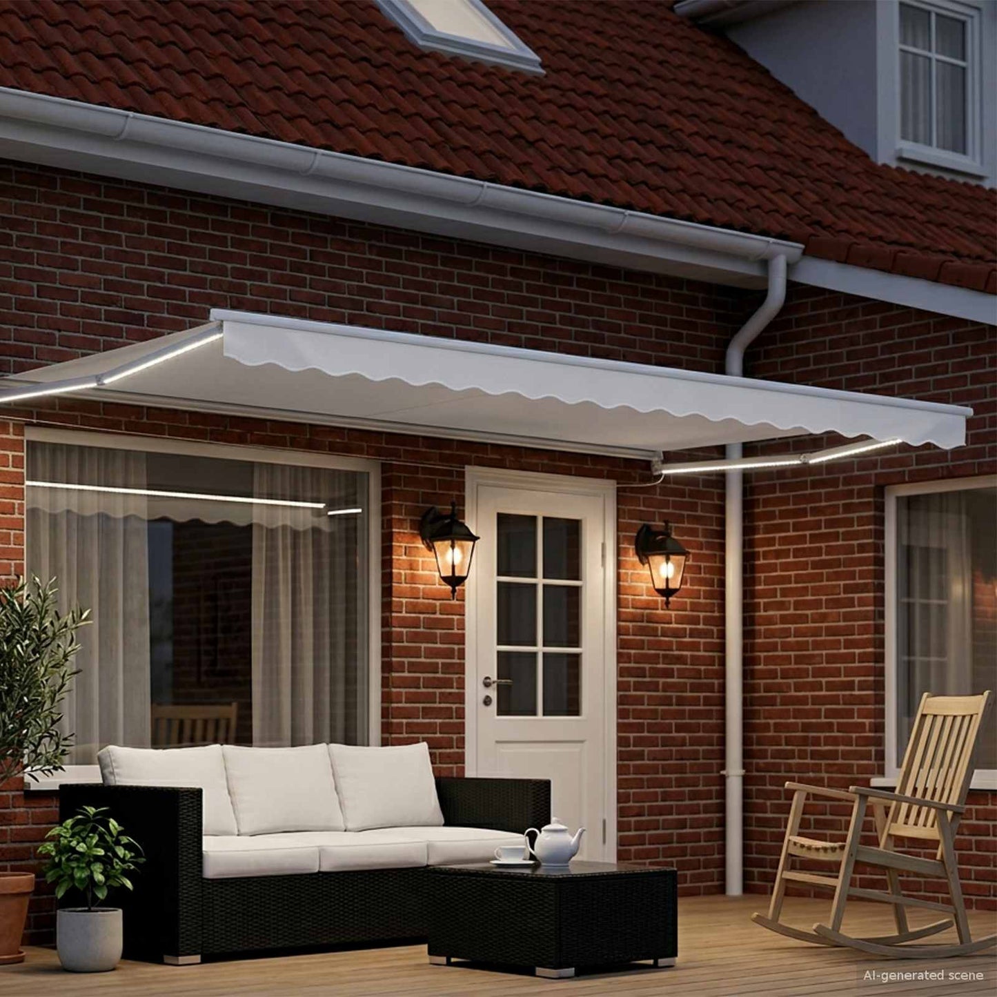 Tenda retrattile manuale con LED Bianco 4 × 3 m | homemem39