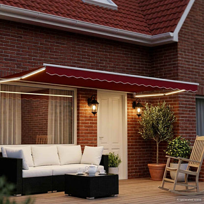 Tenda retrattile manuale con LED Rosso e Bianco 4 × 3 m | homemem39
