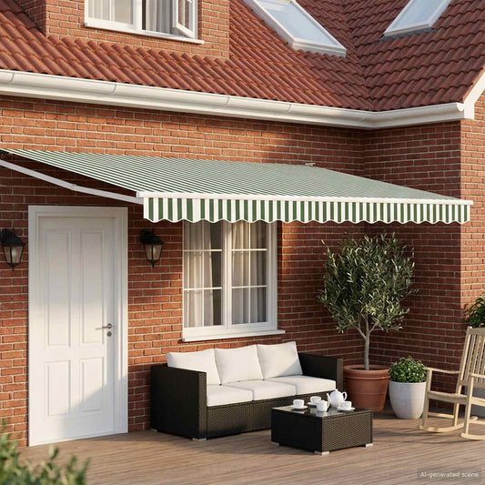 Tenda retrattile manuale con LED Verde e Bianco 4 × 3 m | homemem39
