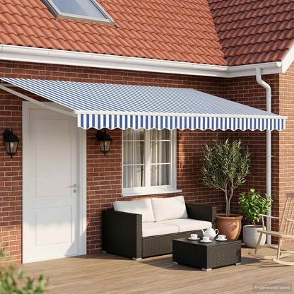Tenda retrattile manuale con LED Blu e Bianco 4,5 × 3 m | homemem39