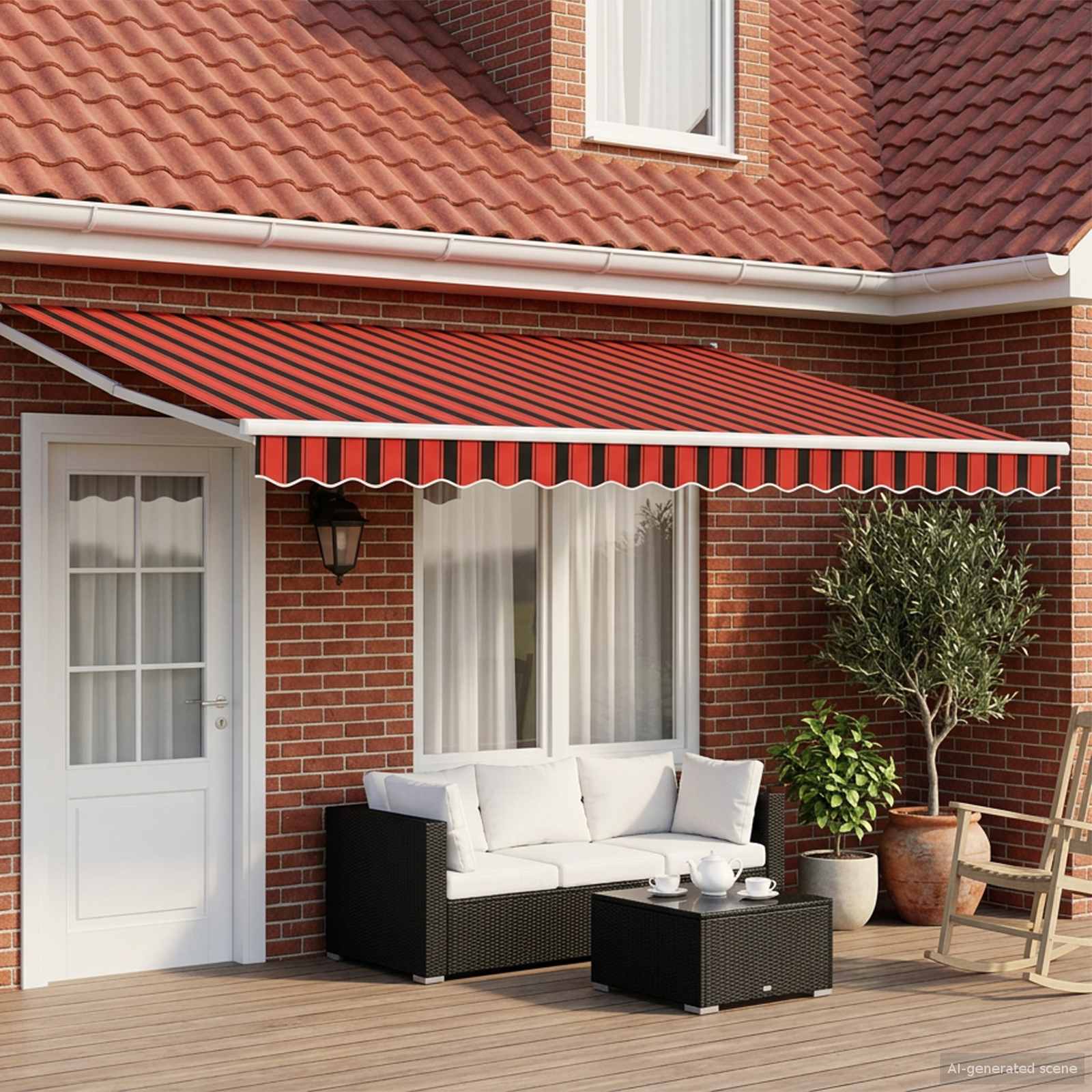 Tenda retrattile manuale con LED 4,5 × 3 m | homemem39