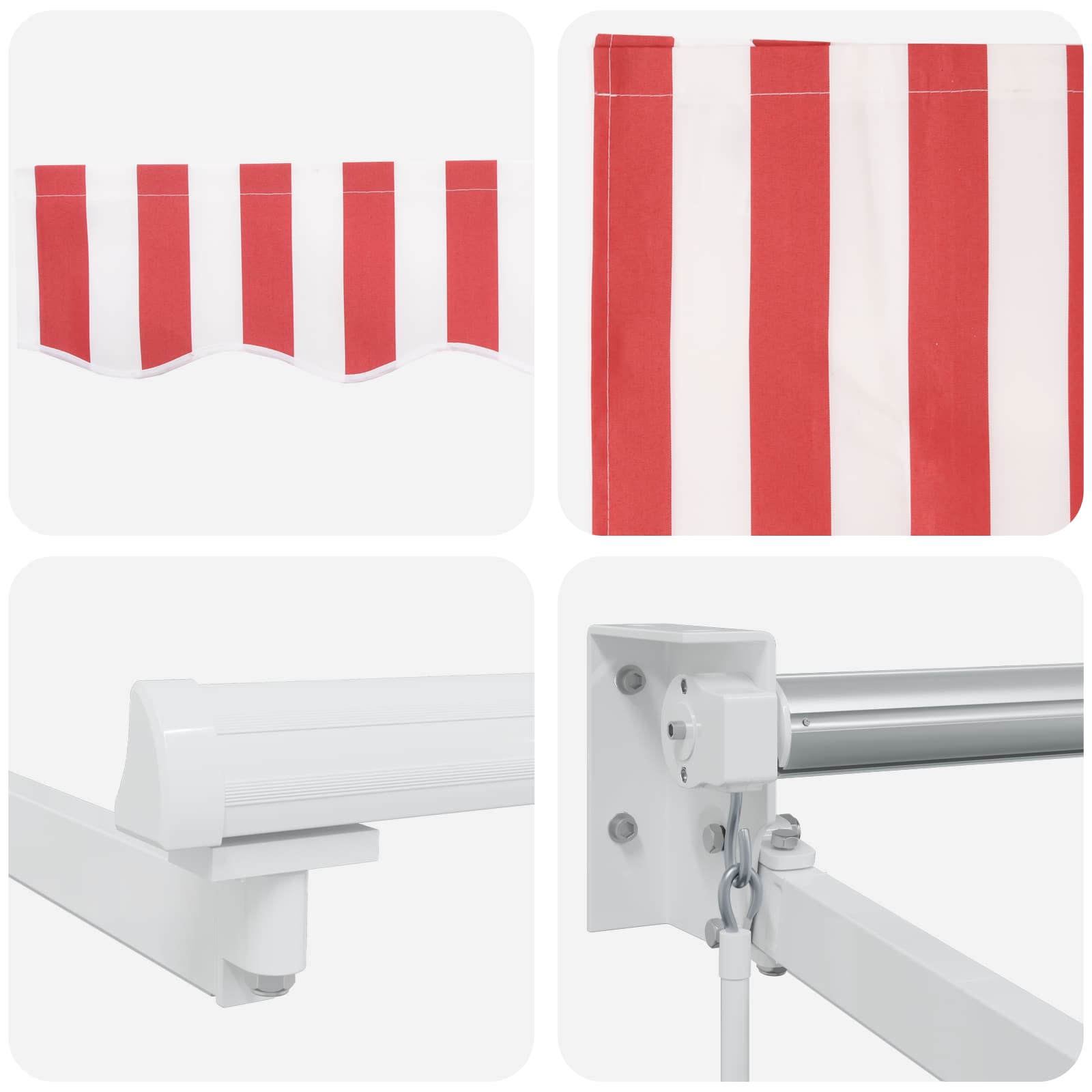 Tenda retrattile manuale con LED Rosso e Bianco 4,5 × 3 m | homemem39