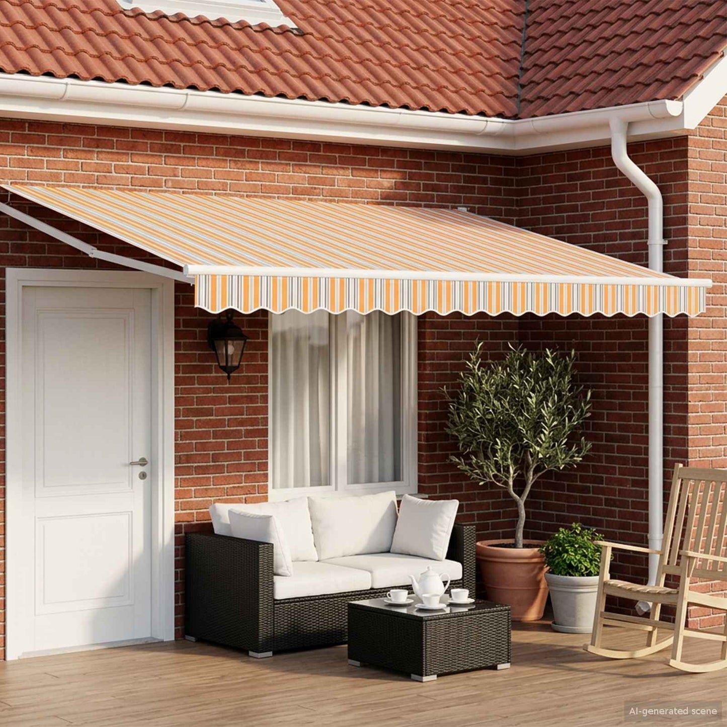 Tenda retrattile manuale con LED 4,5 × 3 m | homemem39