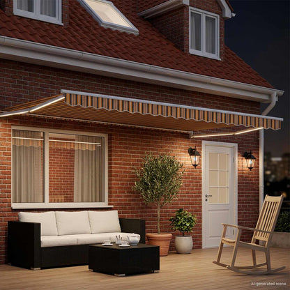 Tenda retrattile manuale con LED 4,5 × 3 m | homemem39