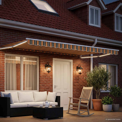 Tenda retrattile manuale con LED 4,5 × 3 m | homemem39
