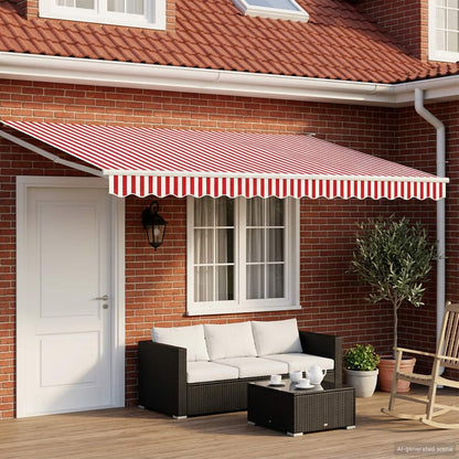 Tenda retrattile manuale con LED Rosso e Bianco 5 x 3 m | homemem39