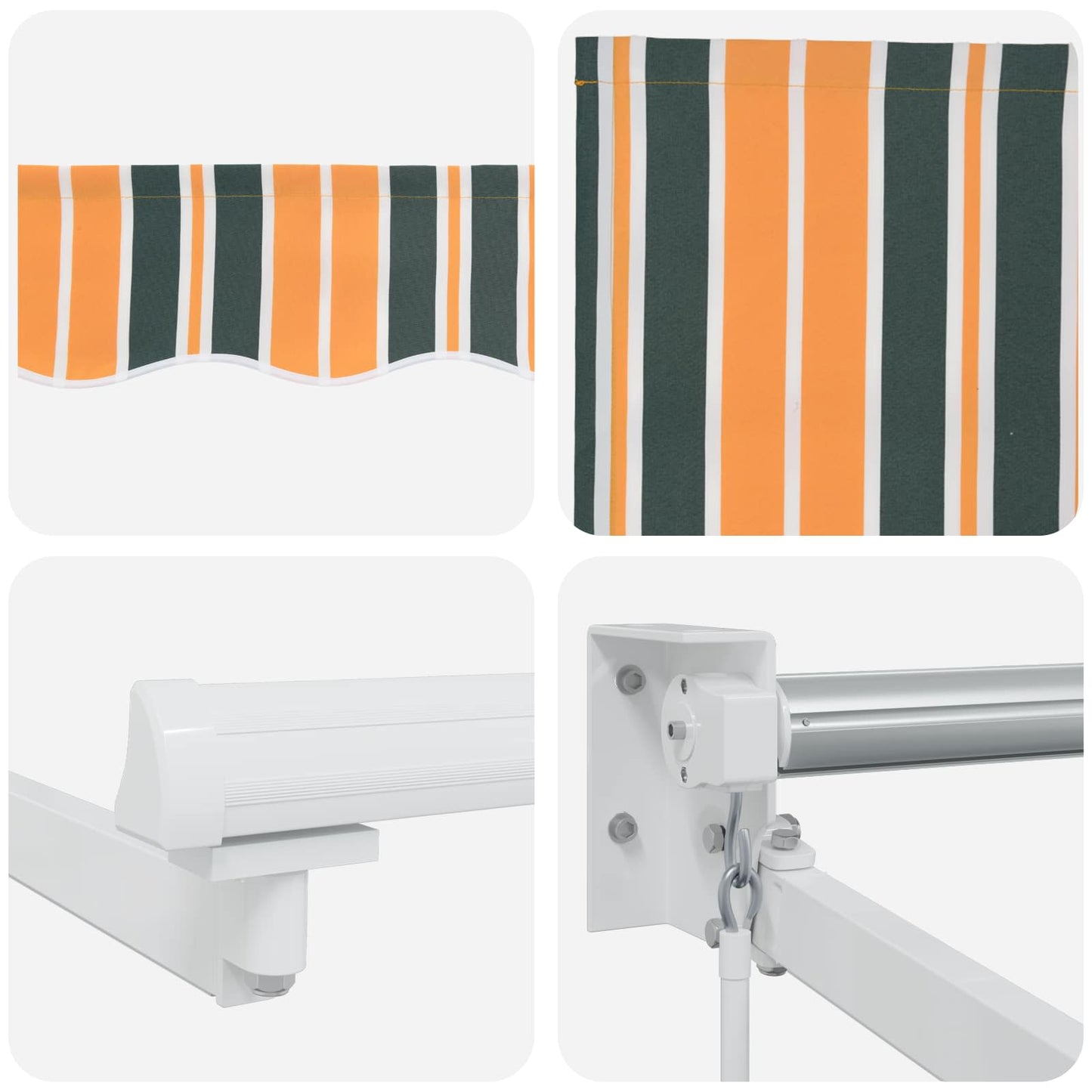 Tenda retrattile manuale con LED Verde, Giallo, Bianco 5 x 3 m | homemem39