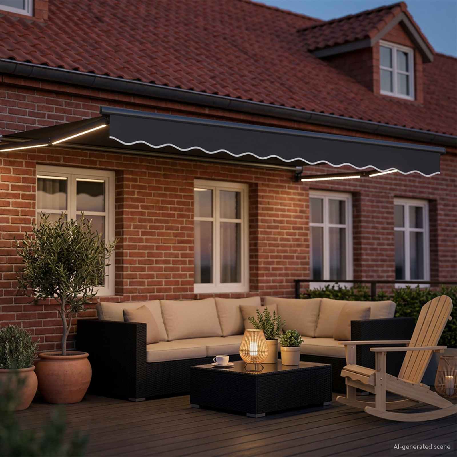 Tenda retrattile manuale con LED Antracite 3 x 2 m | homemem39