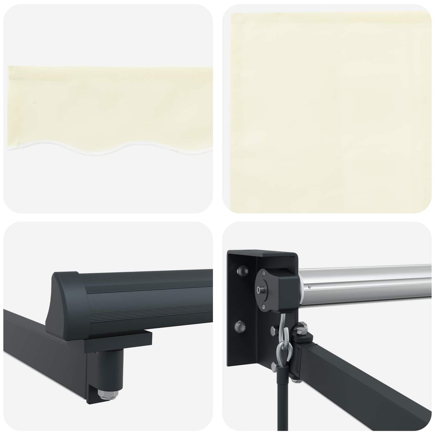 Tenda retrattile manuale con LED Crema e Antracite 3,5 x 2 m | homemem39
