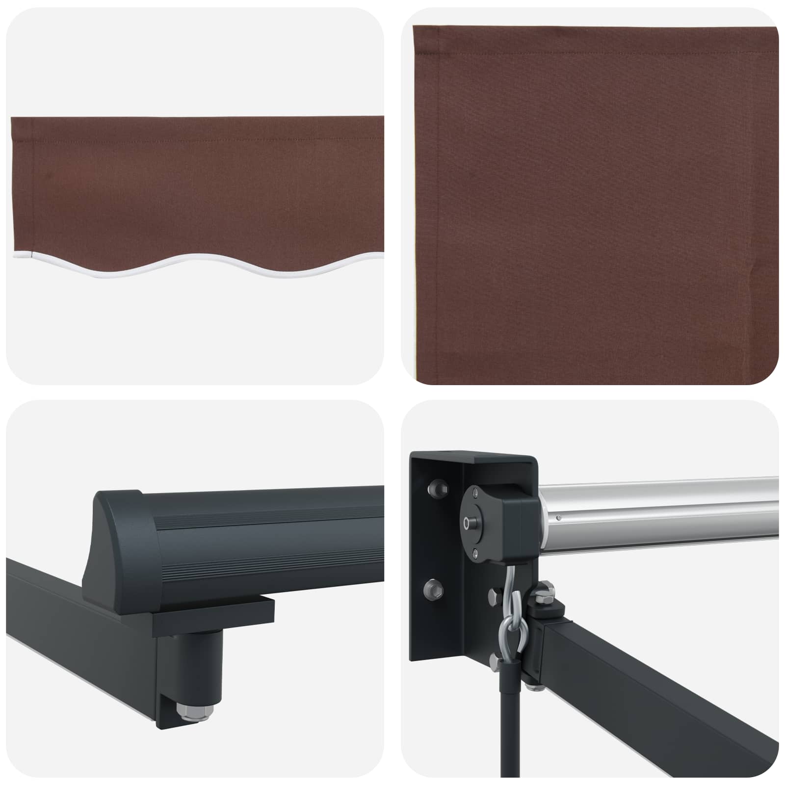 Tenda retrattile manuale con LED Marrone e Antracite 3,5 x 2 m | homemem39
