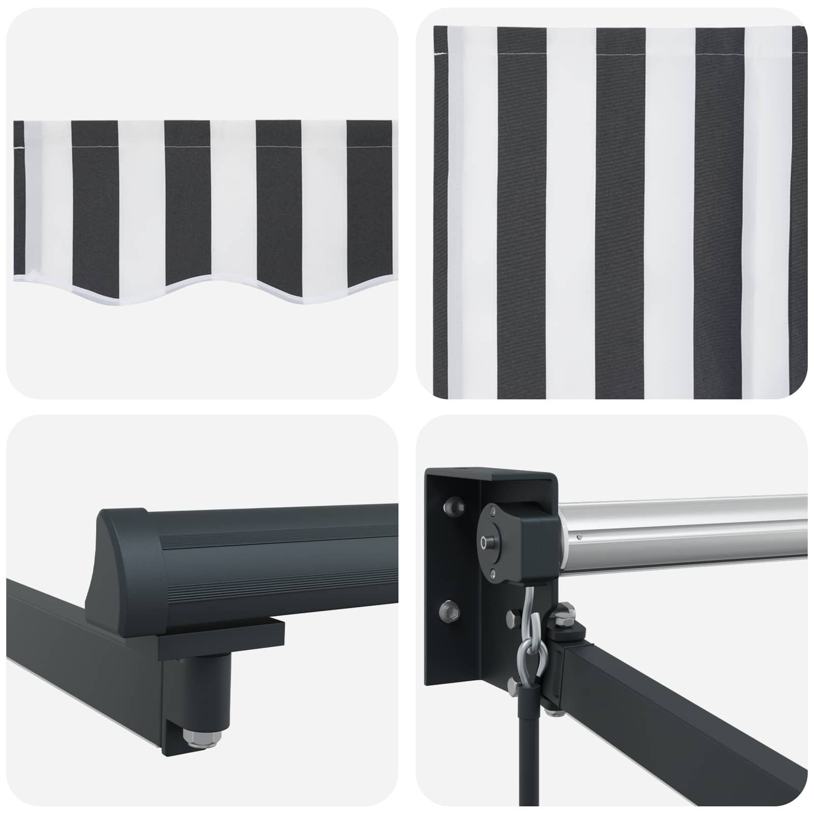 Tenda retrattile manuale con LED Antracite e Bianco 3,5 x 2 m | homemem39