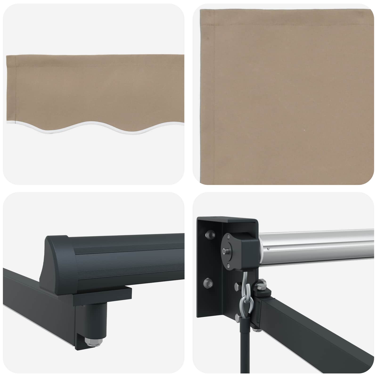 Tenda retrattile manuale con LED Beige e Antracite 3,5 x 2 m | homemem39
