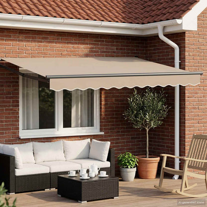 Tenda retrattile manuale con LED Beige e Antracite 3,5 x 2 m