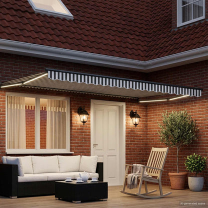 Tenda retrattile manuale con LED Antracite e Bianco 4 x 2 m | homemem39